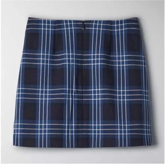 Aritzia Plaid Black/ Blue Mini Skirt - Picture 3 of 3